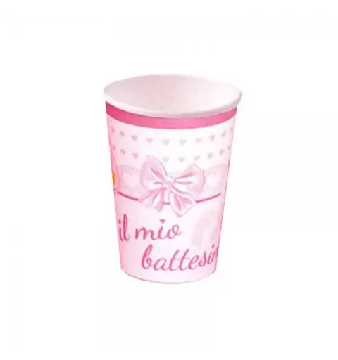 Bicchieri piedini battesimo rosa - 10 pz