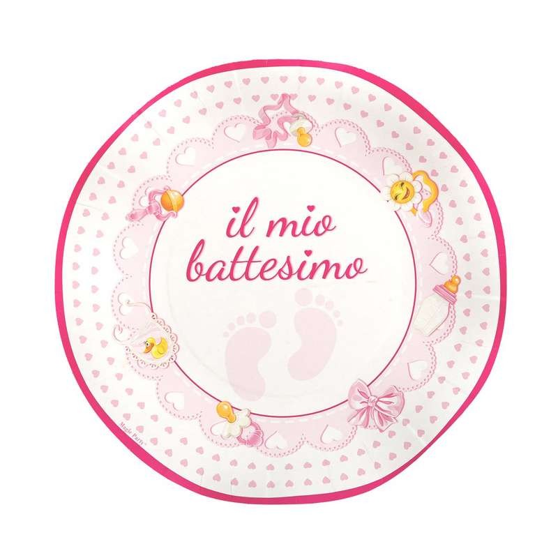 Kit n.2 battesimo piedini rosa - set festa per 20