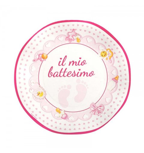 Kit n.2 battesimo piedini rosa - set festa per 20