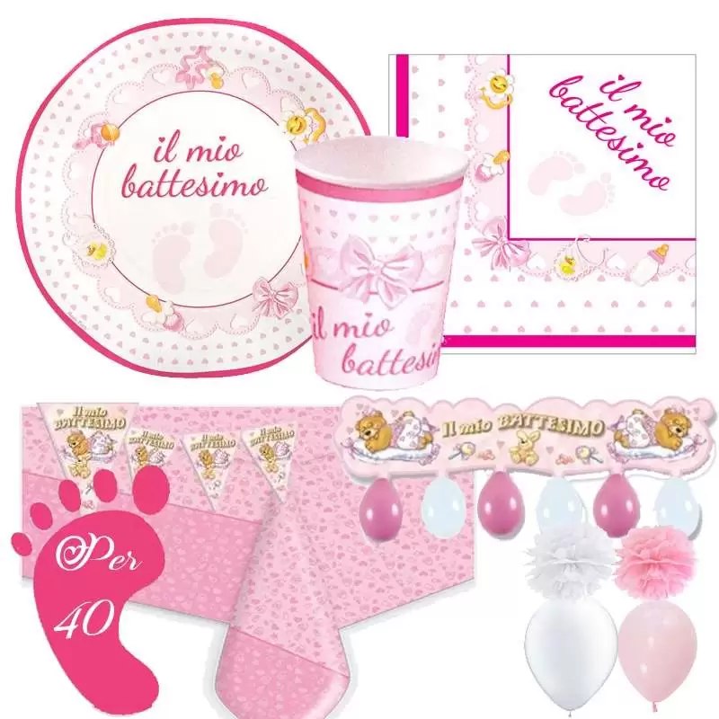 Kit n.46 battesimo piedini rosa