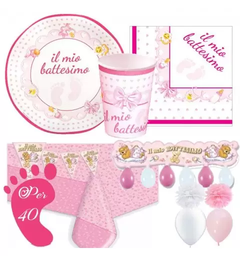 Kit n.46 battesimo piedini rosa