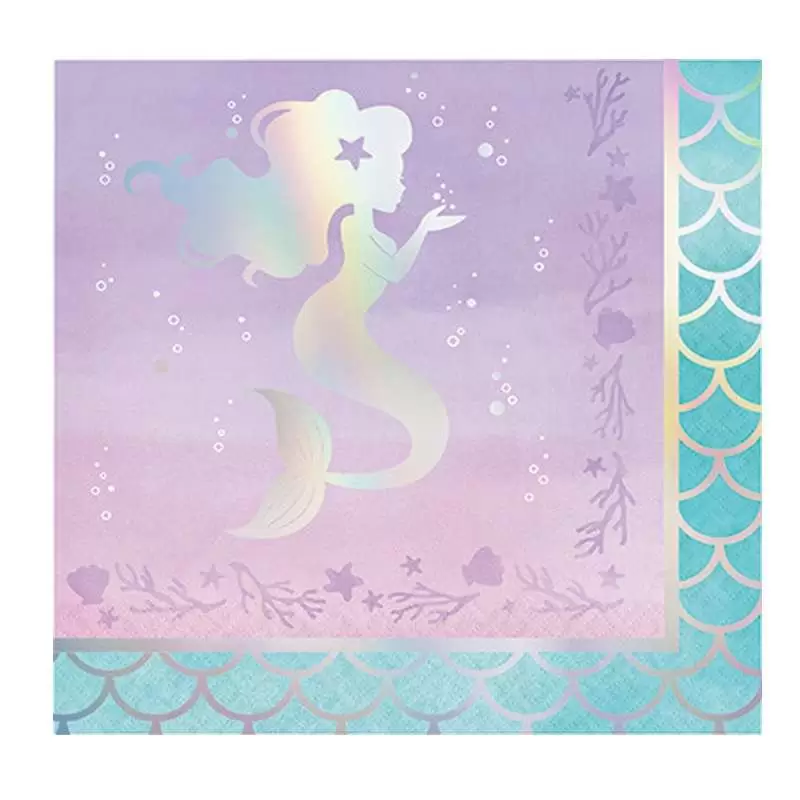 Tovaglioli mermaid sirena iridescente - 16 pz
