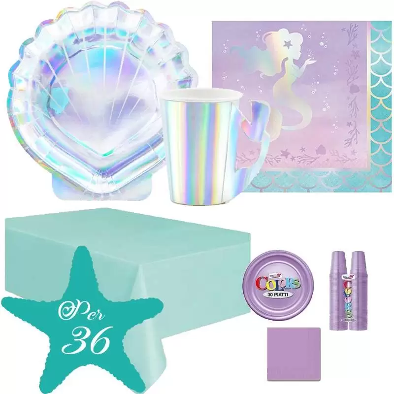 Kit n.7 mermaid sirena iridescente - con monocolore lilla