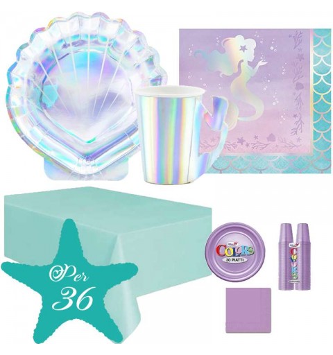 Kit n.7 mermaid sirena iridescente - con monocolore lilla