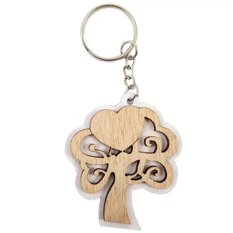 Portachiavi albero della vita di legno - 12 pz