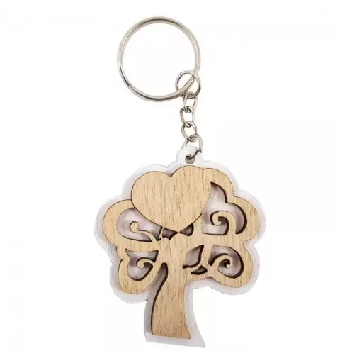 Portachiavi albero della vita di legno - 12 pz