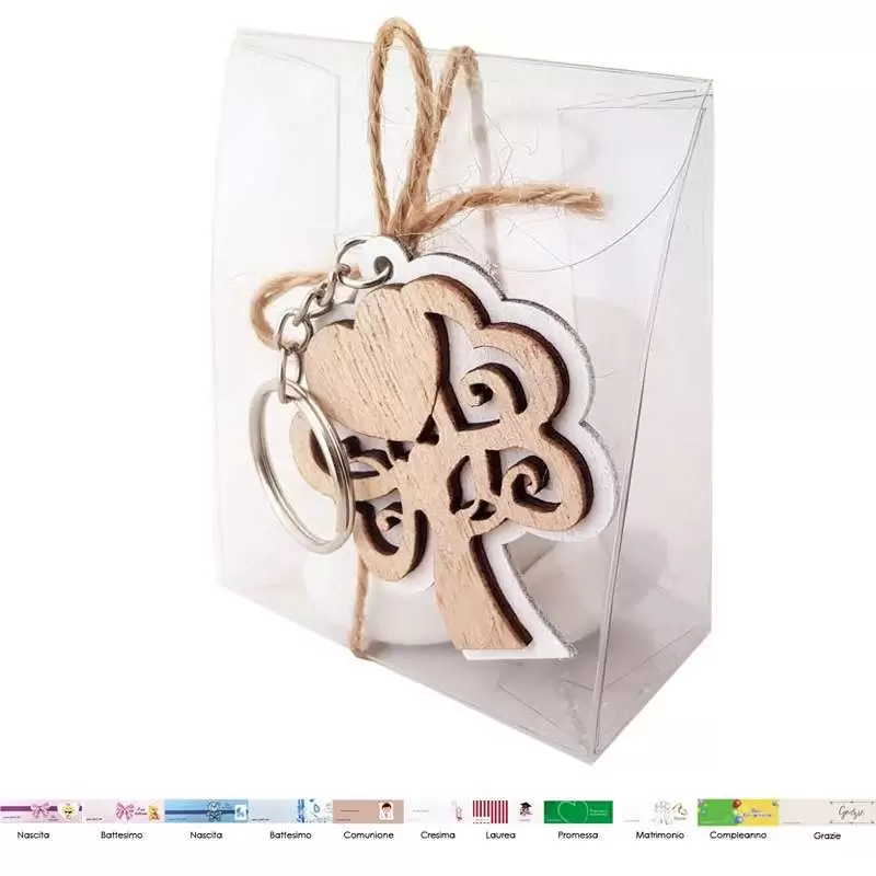 Bomboniera albero della vita portachiavi con scatoline pvc - 12 pz