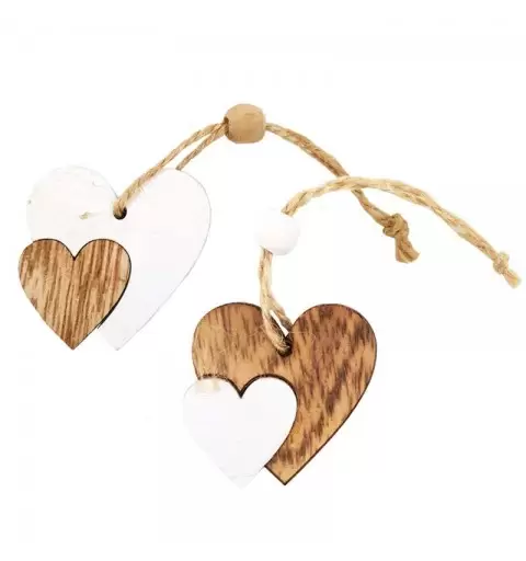 Cuori di legno da appendere - 12 pz