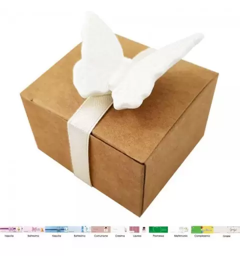 Scatoline portaconfetti con farfalle bianche di ceramica
