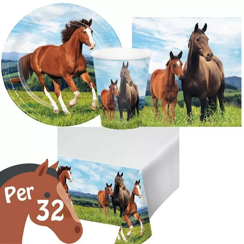 Kit n.16 cavalli verde set festa per compleannu horses