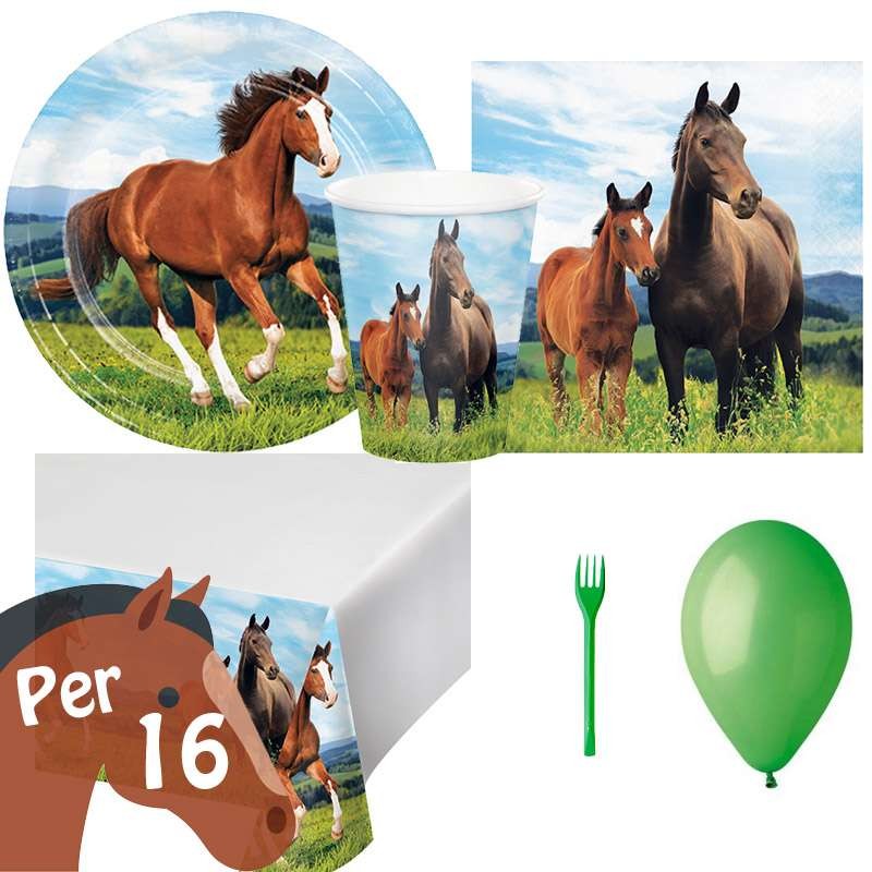 Kit n.6 cavalli verde - coordinato festa per bambini