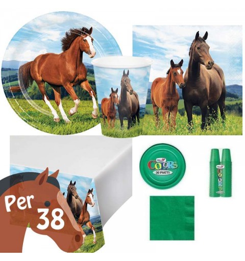 Kit n.7 cavalli verde con monocolore verde