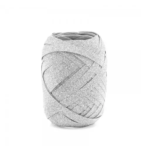 Nastrino silver in plastica glietter - 10 mt