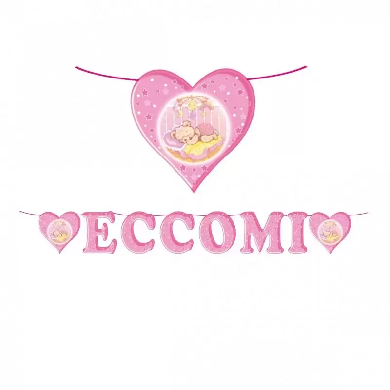 60625 FESTONE DECORATIVO PER FESTA NASCITA BAMBINA ECCOMI 