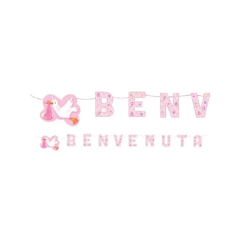 60870 FESTONE PER FESTA NASCITA BAMBINA SCRITTA BENVENUTA