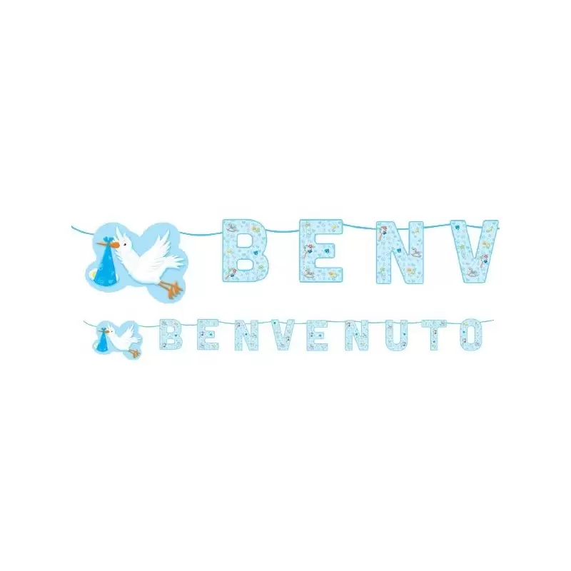 60871 FESTONE  PER FESTA NASCITA BAMBINO SCRITTA BENVENUTO