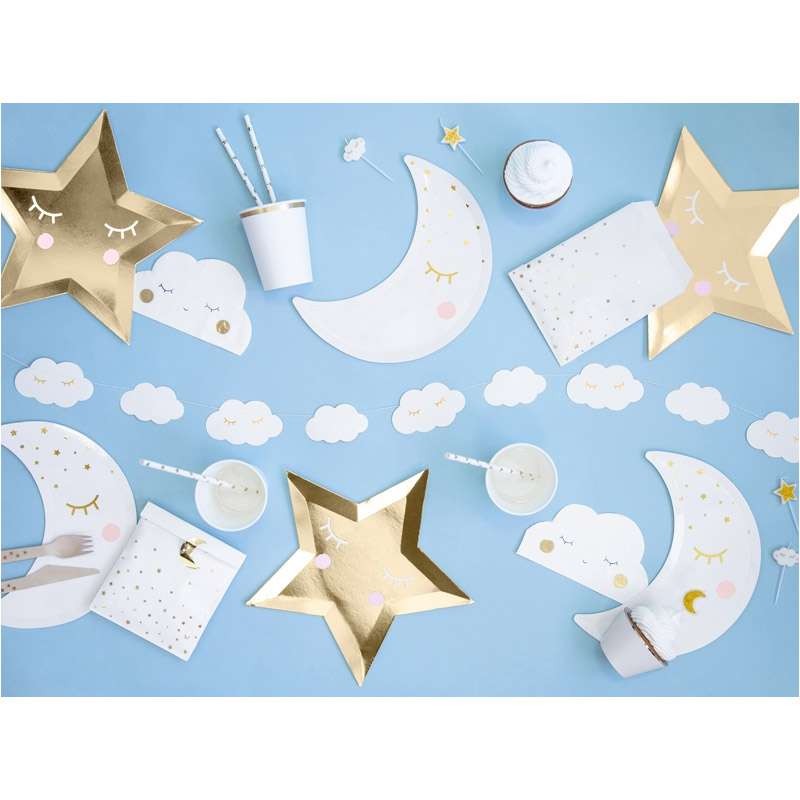 primo compleanno decorazione per matrimonio Ramadan EID Mubarak Set di decorazioni per feste a forma di stella e luna con puntini a forma di luna e Twinkle Little Star Streamer per bambini 
