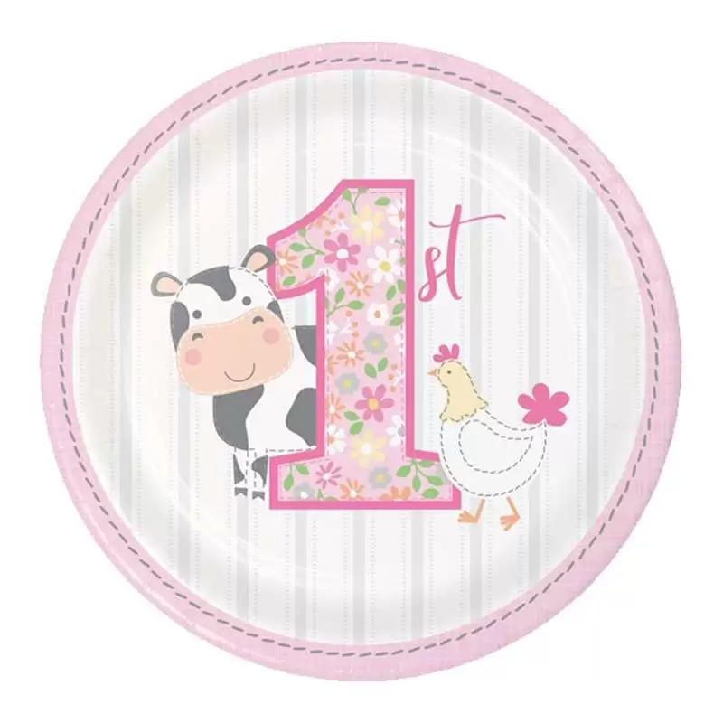 Piatti fattoria 1 anno rosa - 8 pz