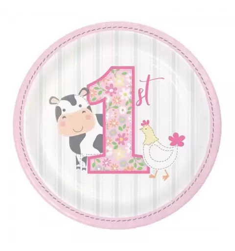 Piatti fattoria 1 anno rosa - 8 pz