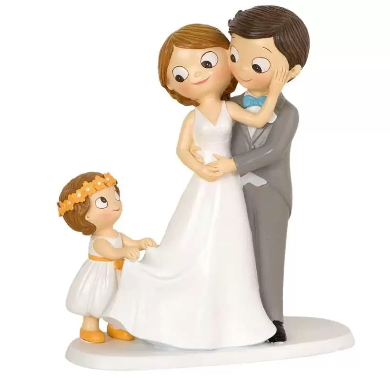 Cake topper sposi con bambina damigella