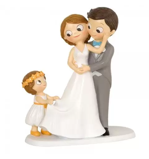 Cake topper sposi con bambina damigella