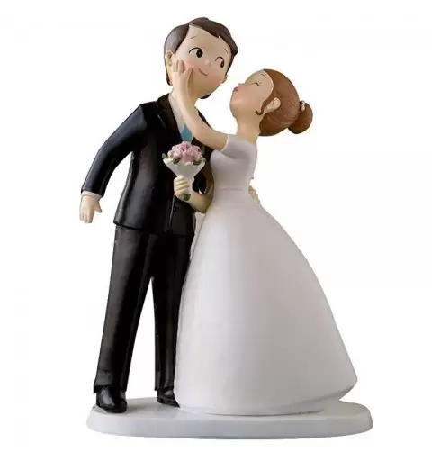 Cake topper sposi bacio sulla guancia