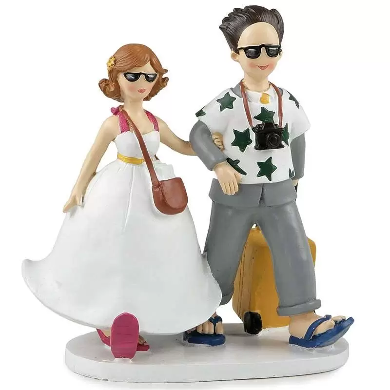 Cake topper sposi viaggiatori in luna di miele