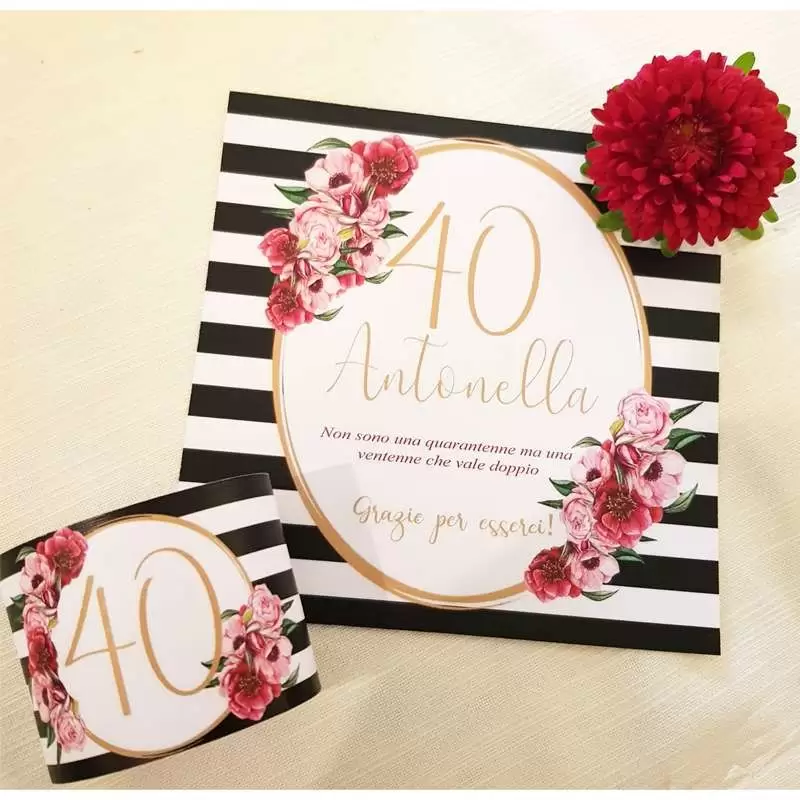 Festa di carta glamour da personalizzare etichette adesivi 30 anni 40 anni