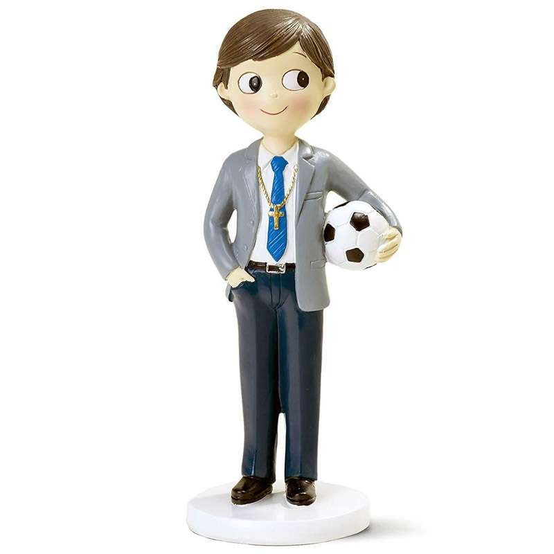 Cake topper bambino prima Comunione con pallone da calcio