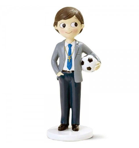 Cake topper bambino prima Comunione con pallone da calcio
