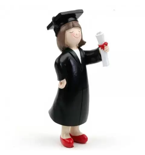 Cake topper ragazza laureata con pergamena e tocco