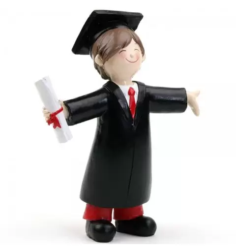 Cake topper ragazzo laureato con pergamena e tocco