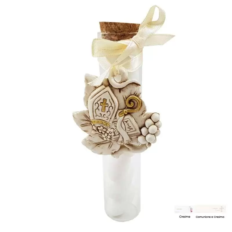 PROVETTA ALTA CON DECORAZIONE CRESIMA BOMBONIERE – 12 PZ