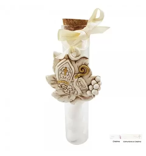 PROVETTA ALTA CON DECORAZIONE CRESIMA BOMBONIERE – 12 PZ