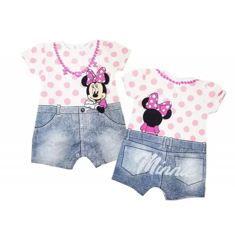 Maglietta e pantaloncino Minnie effetto jeans rosa quarzo