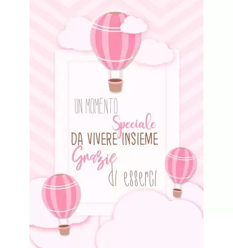 Cartellone di benvenuto mongolfiera rosa