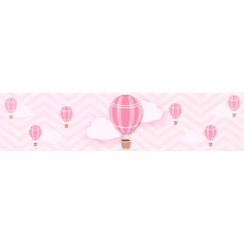 Etichette bottiglia mongolfiera rosa - 12 pz