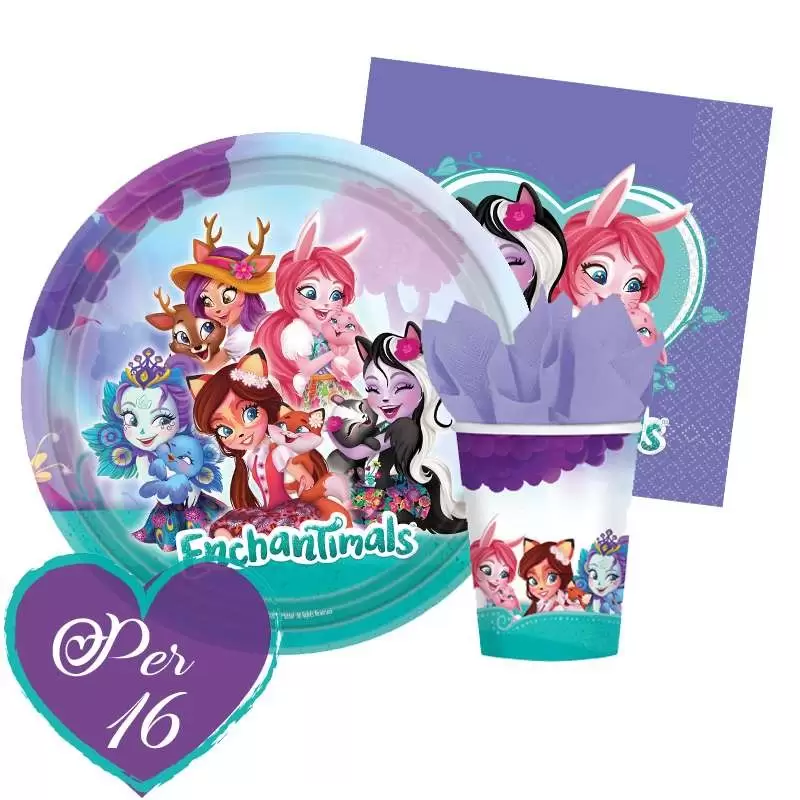 Kit n.2 enchantimals - coordinato tavola per 16