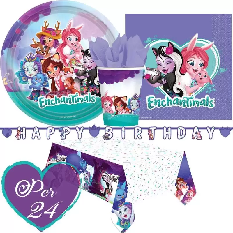 Kit n.13 enchantimals - coordinato tavola per 24 bambine