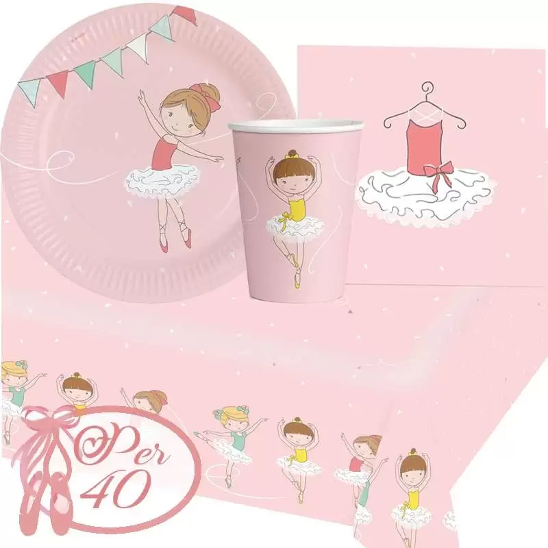 Kit n.3 piccola ballerina little dancer - coordinato festa
