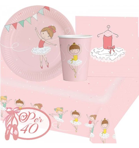 Kit n.3 piccola ballerina little dancer - coordinato festa