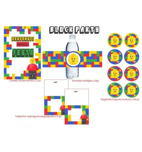 Festa di carta Lego Block party - etichette e adesivi