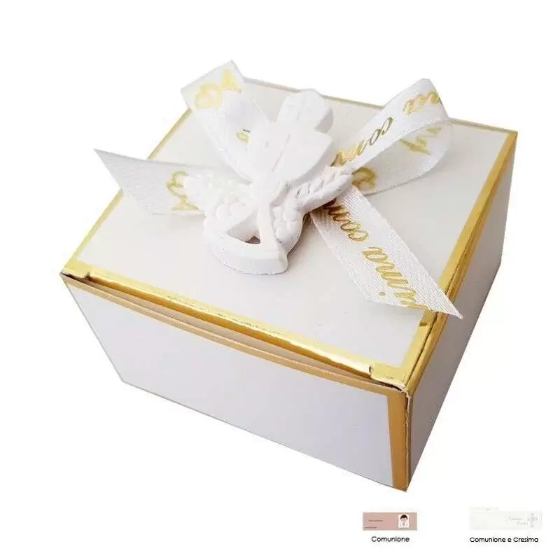 Gessetti calicr con scatolina biancs e oro bomboniera