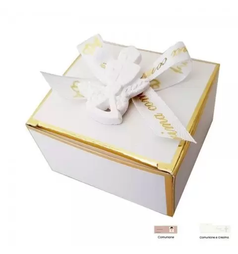 Gessetti calicr con scatolina biancs e oro bomboniera