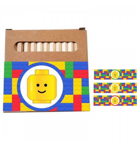 Pastelli Lego block party astuccio con adesivi - 10 pz