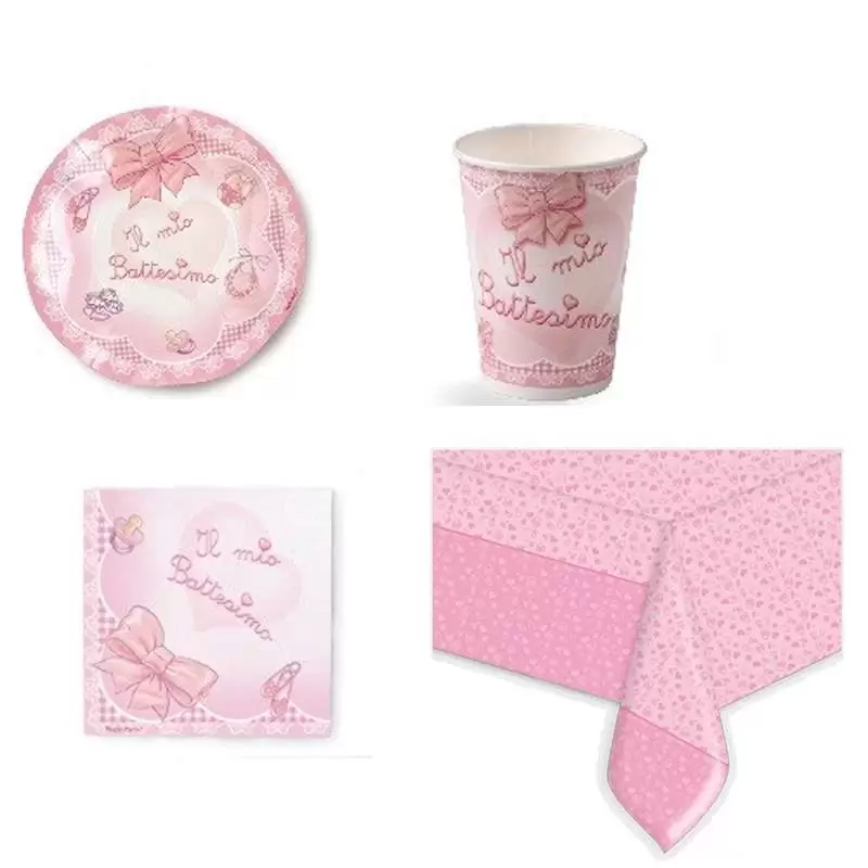 KIT N3 IL MIO BATTESIMO FIOCCO ROSA