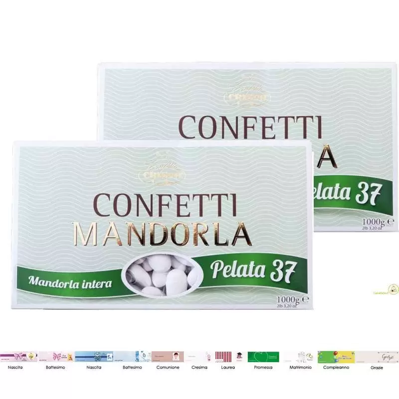 CRISPO CONFETTI ALLA MANDORLA GRAN LUSSO PELATA 2 KG + 100 BIGLIETTINI