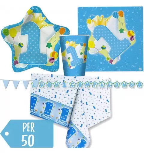 KIT N 17 - COORDINATO PRIMO COMPLEANNO 1 ANNO STELLA CELESTE