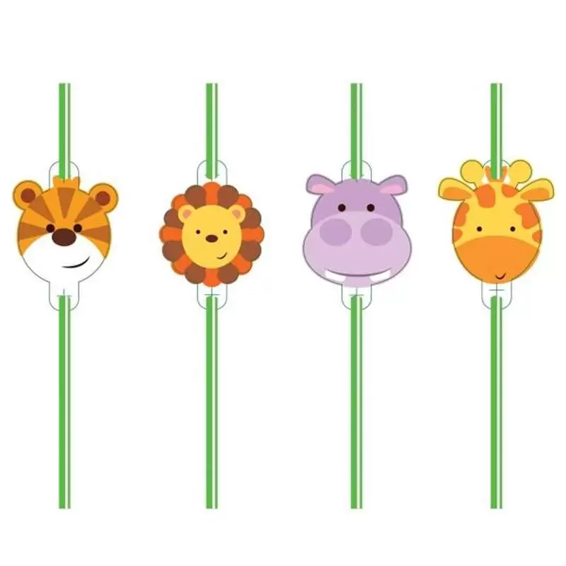 Cannucce animali della giungla - 16 pz