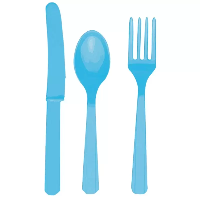 Set posate azzurre 18 pz - forchette cucchiai e coltelli